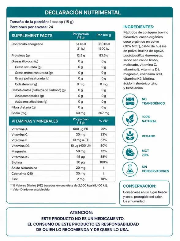CELLAGEN GLOW — Declaración Nutrimental