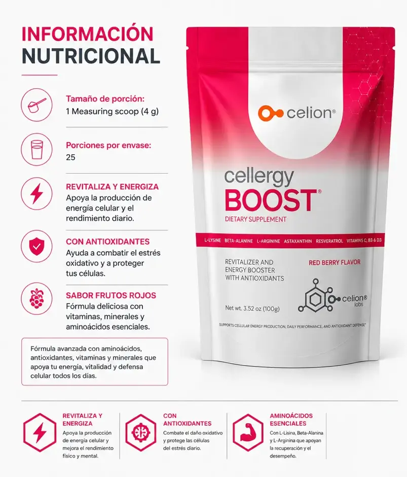 CELLERGY BOOST — Información Nutricional